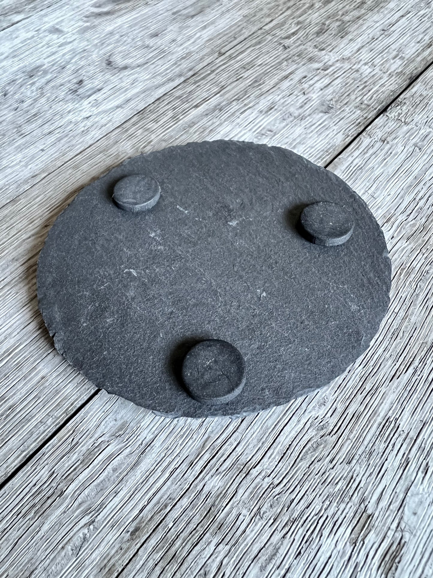 Round Black Slate 4 Piece Coaster Set