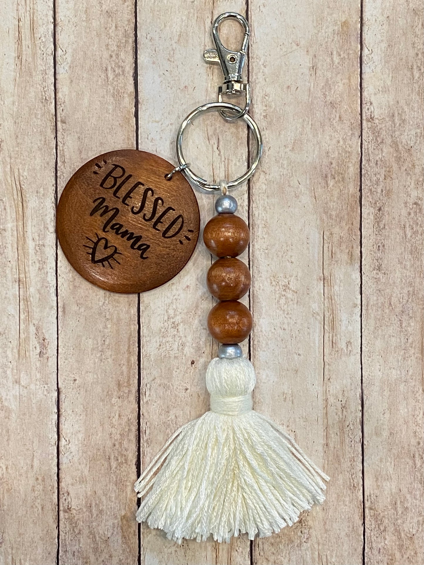 DISCONTINUED - Wooden Beads Tassel Keychain