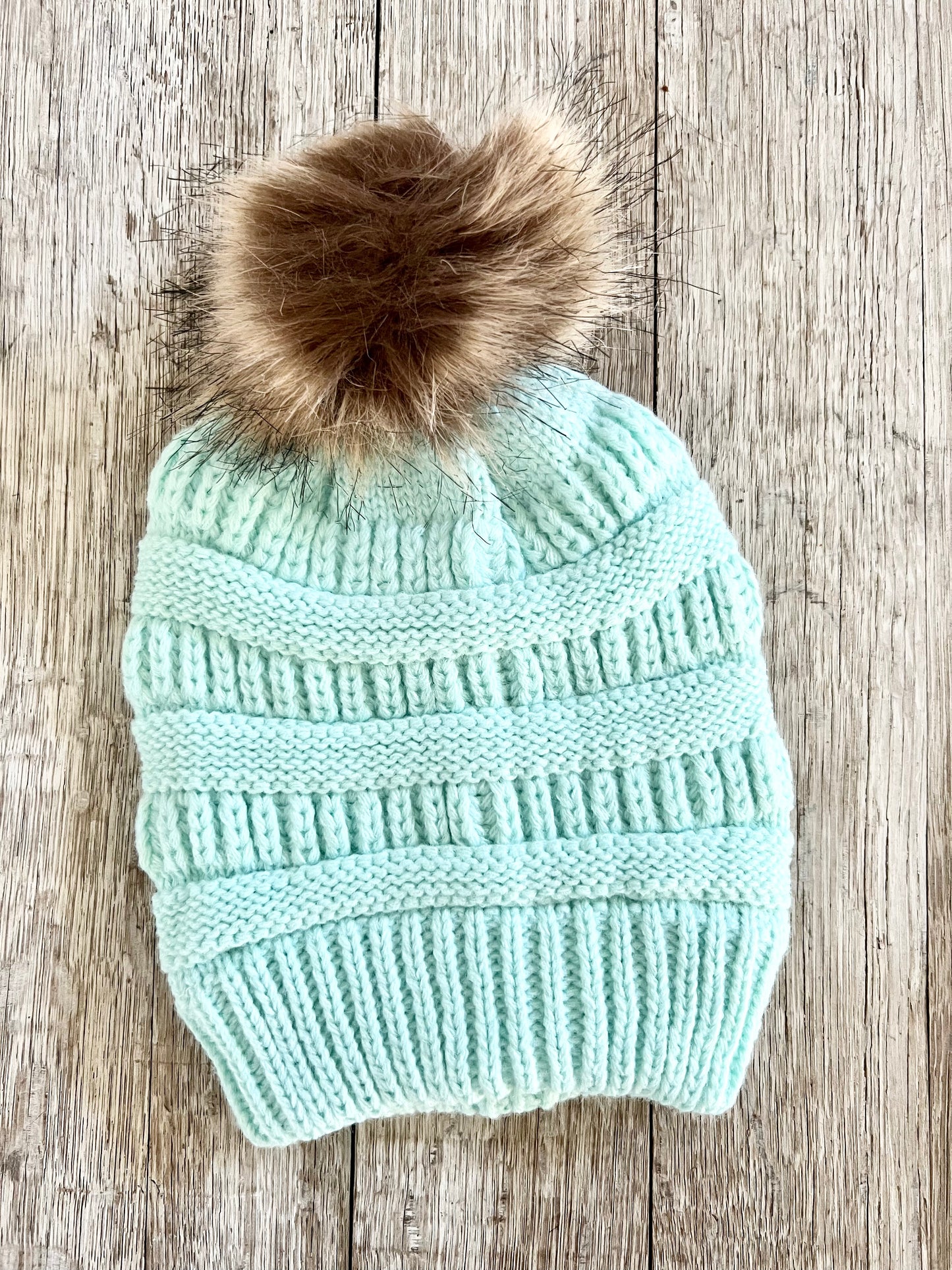 YOUTH GIRLS - Faux Fur Pom Beanie