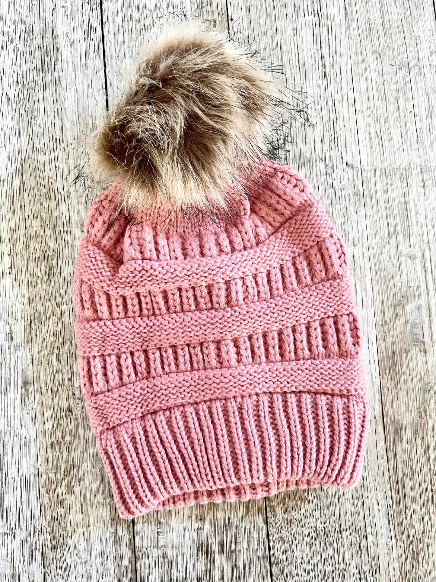 YOUTH GIRLS - Faux Fur Pom Beanie