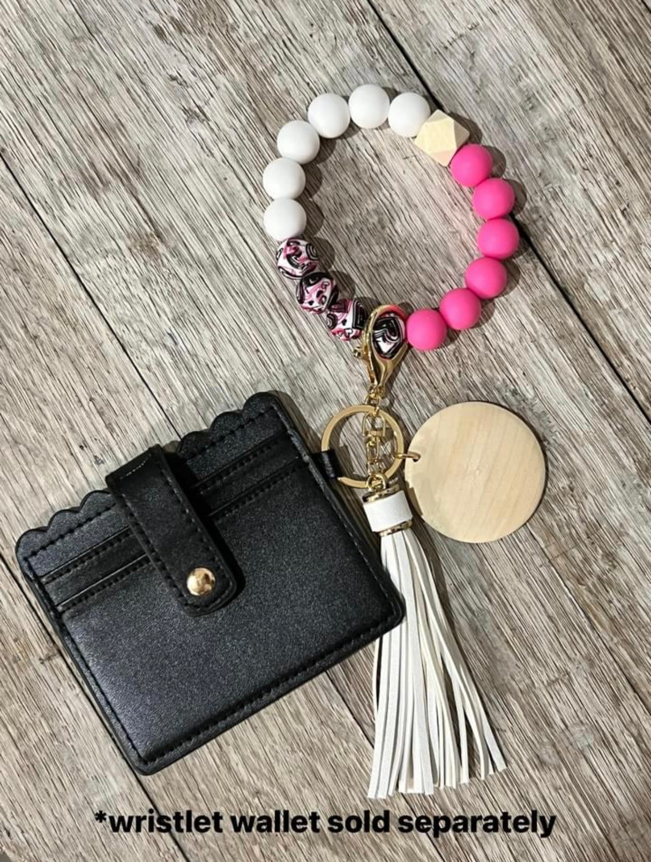 Double Heart Silicone Beads Wristlet