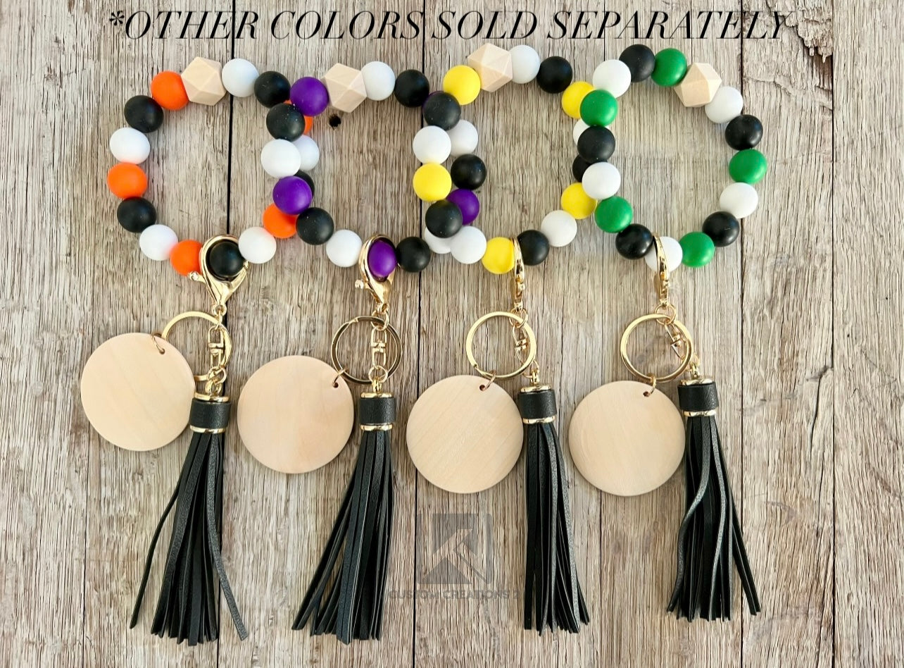 GREEN (black and white) Silicone Bead Wristlet Blank