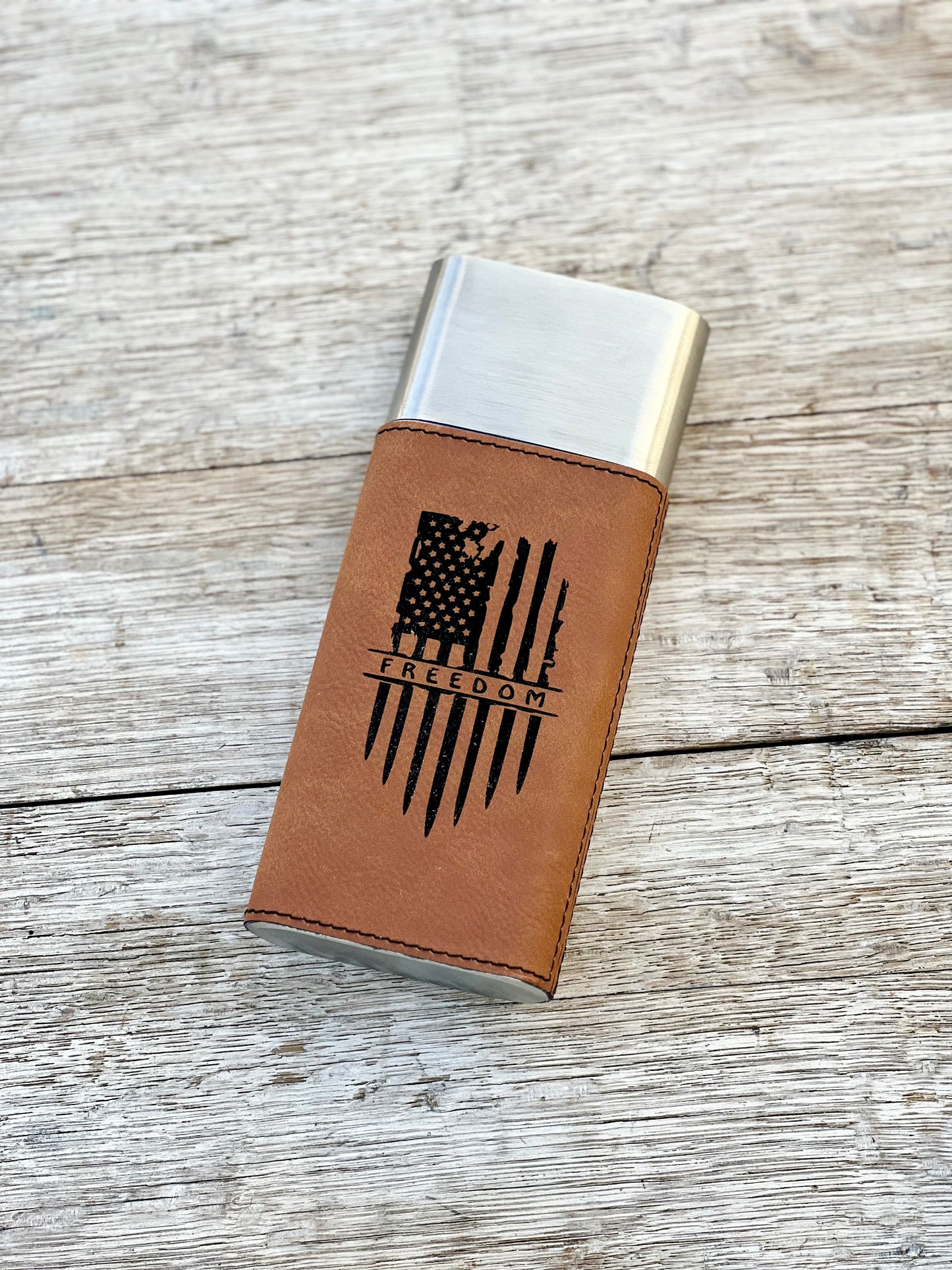 Laserable Leatherette Cigar Case w/Flask