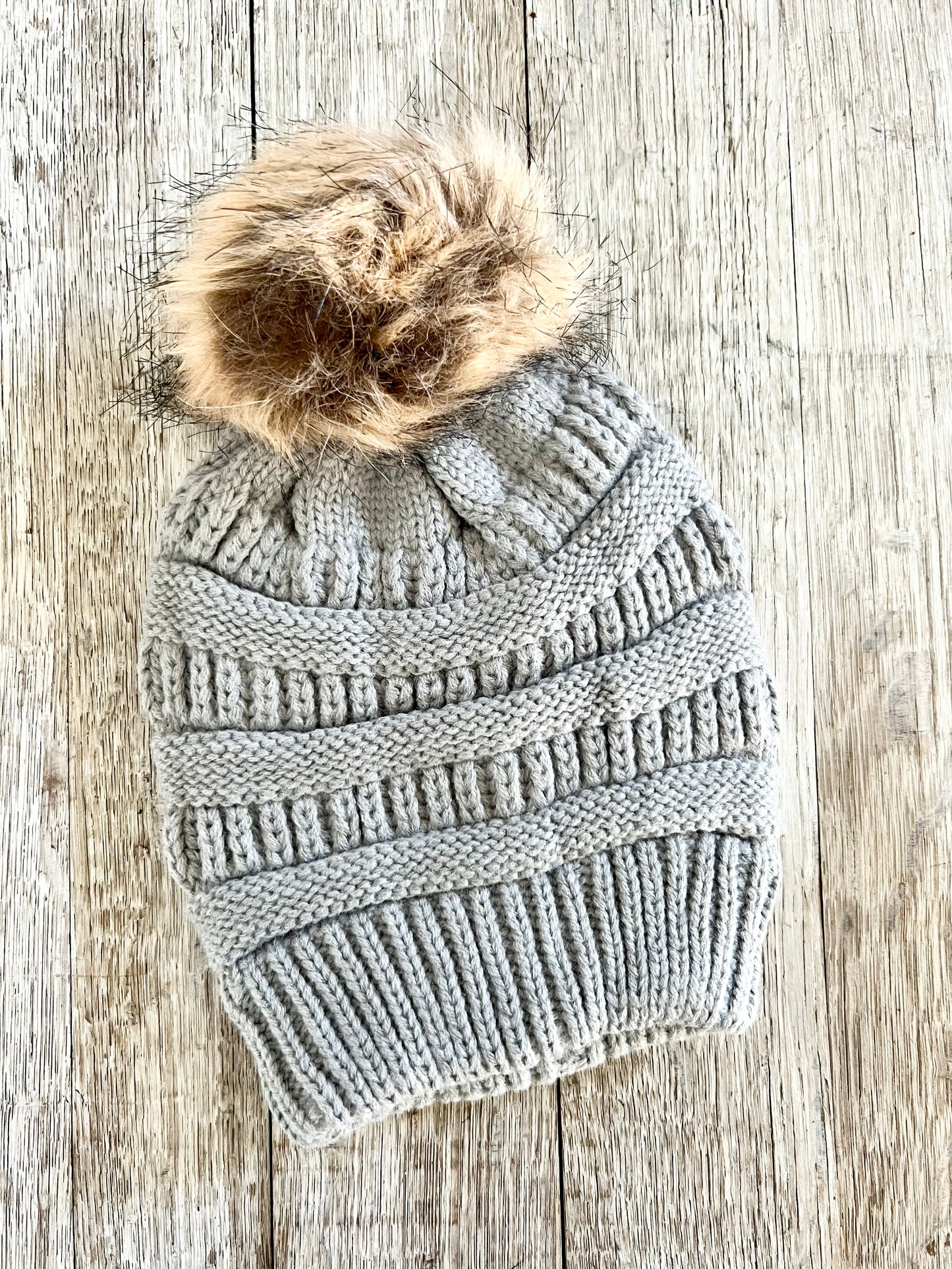 YOUTH GIRLS - Faux Fur Pom Beanie