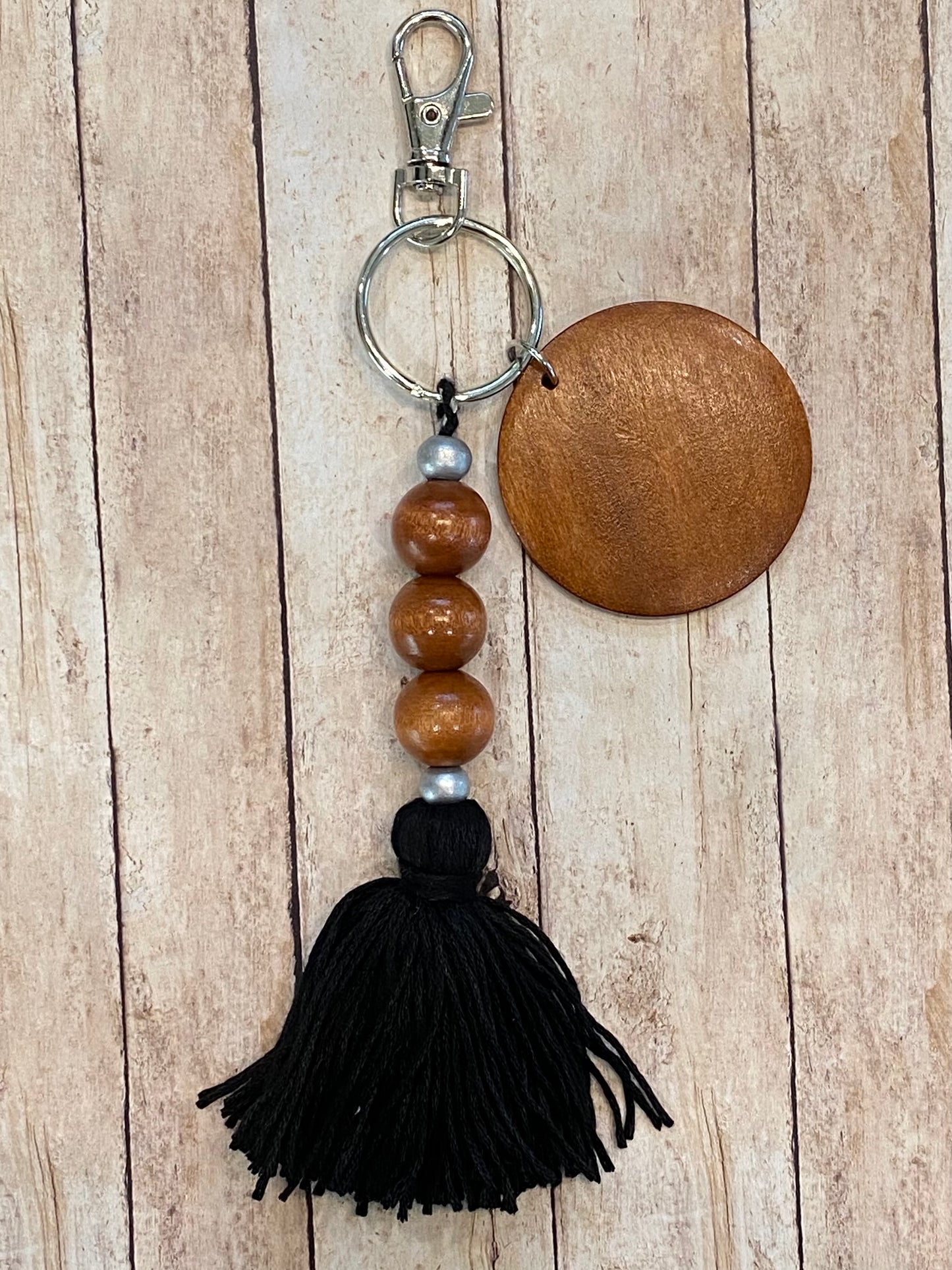 DISCONTINUED - Wooden Beads Tassel Keychain