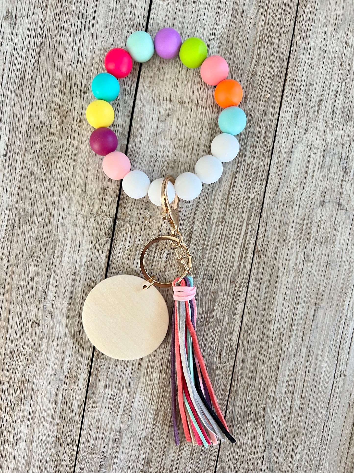 Rainbow Silicone Bead Wristlet
