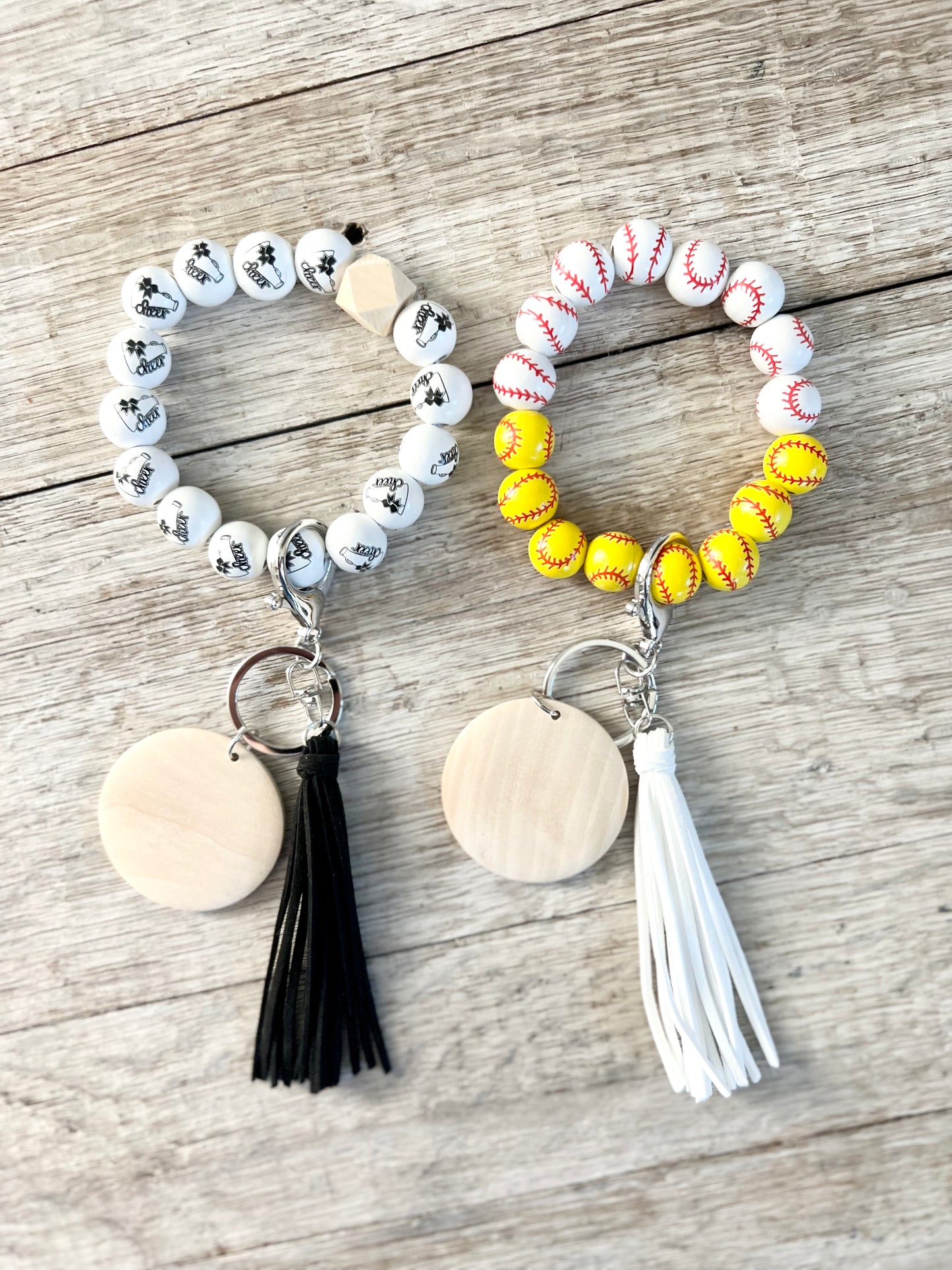 Sporty Wooden Bead Wristlet (READ DESCRIPTION)