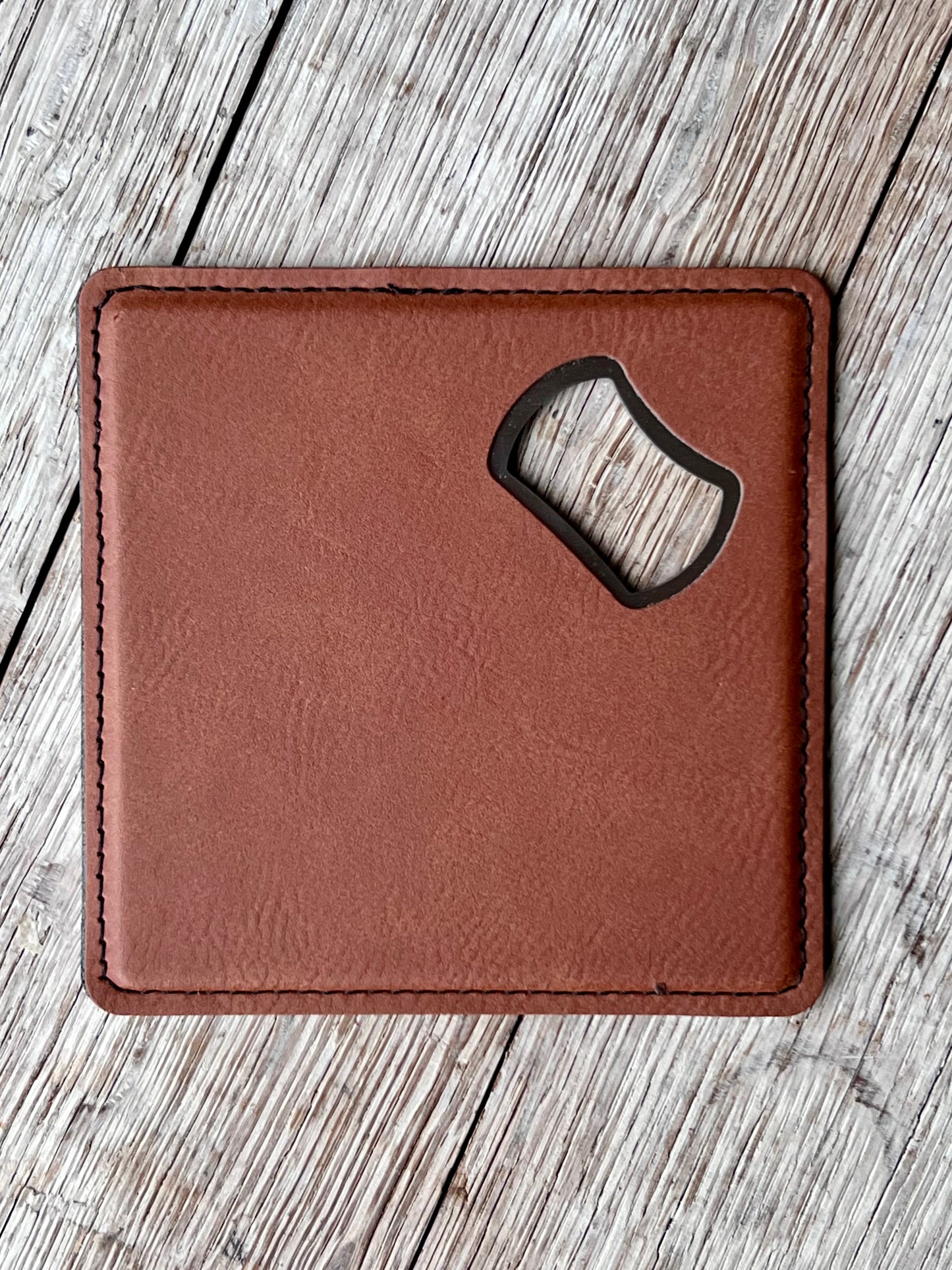 Laserable Leatherette Coaster Bottle Opener
