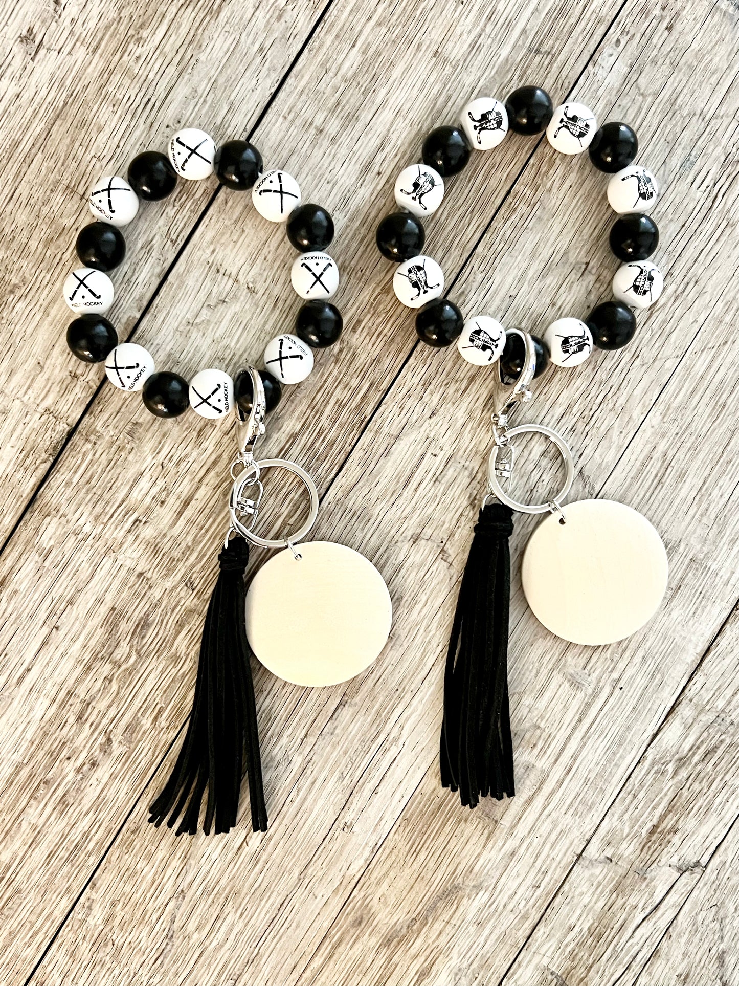 Hockey Wooden Bead Wristlet Blank