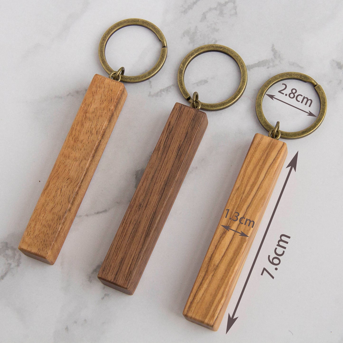 Pack of 4 - Wooden Bar Keychain Blanks