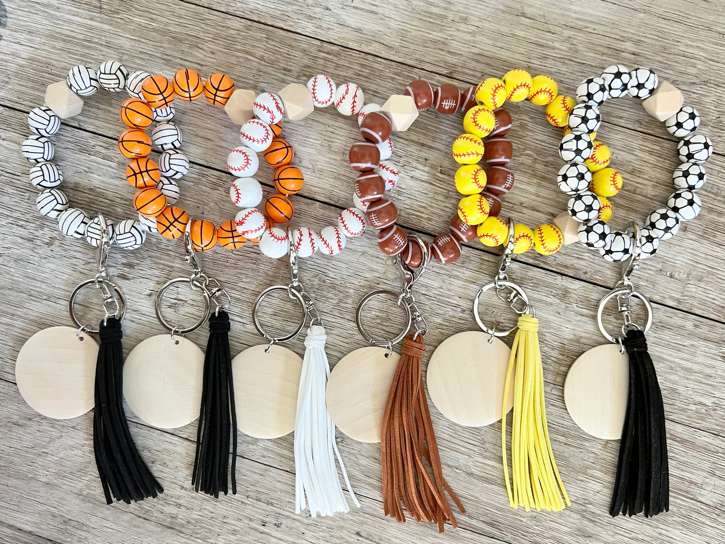 Sporty Wooden Bead Wristlet (READ DESCRIPTION)