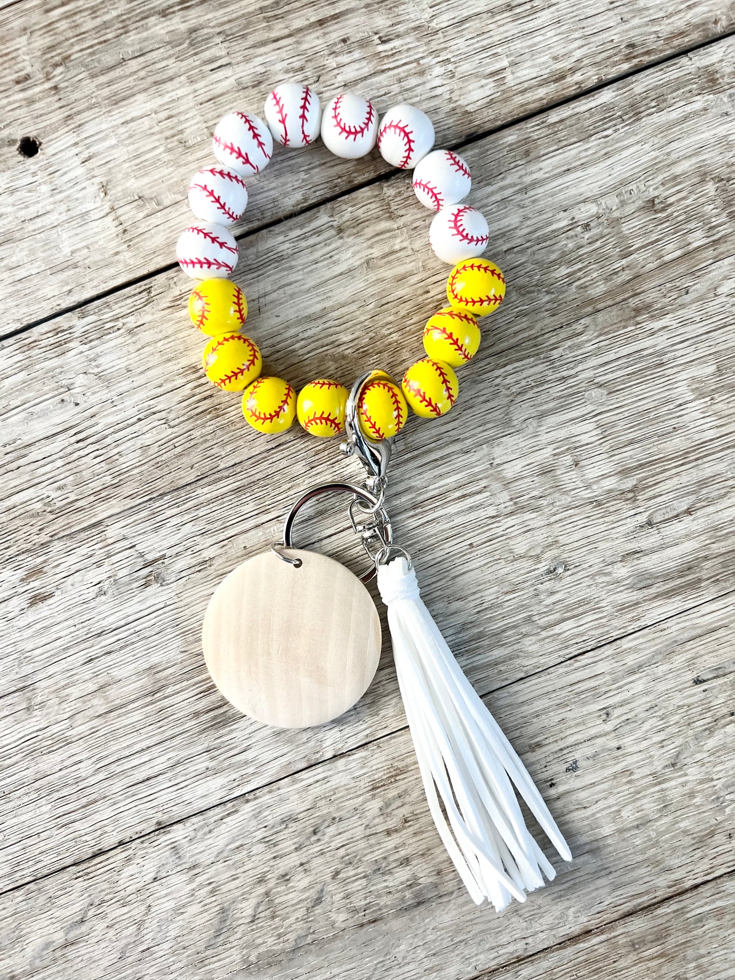 Sporty Wooden Bead Wristlet (READ DESCRIPTION)