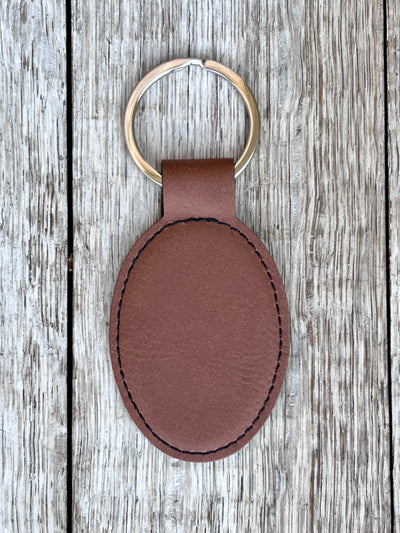 Laserable Leatherette Oval Keychain