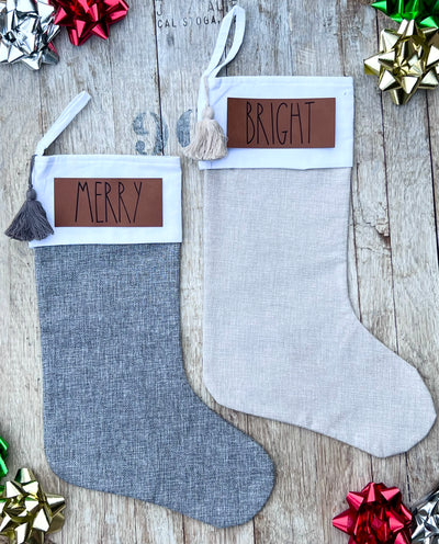 18” Faux Burlap Christmas Stockings