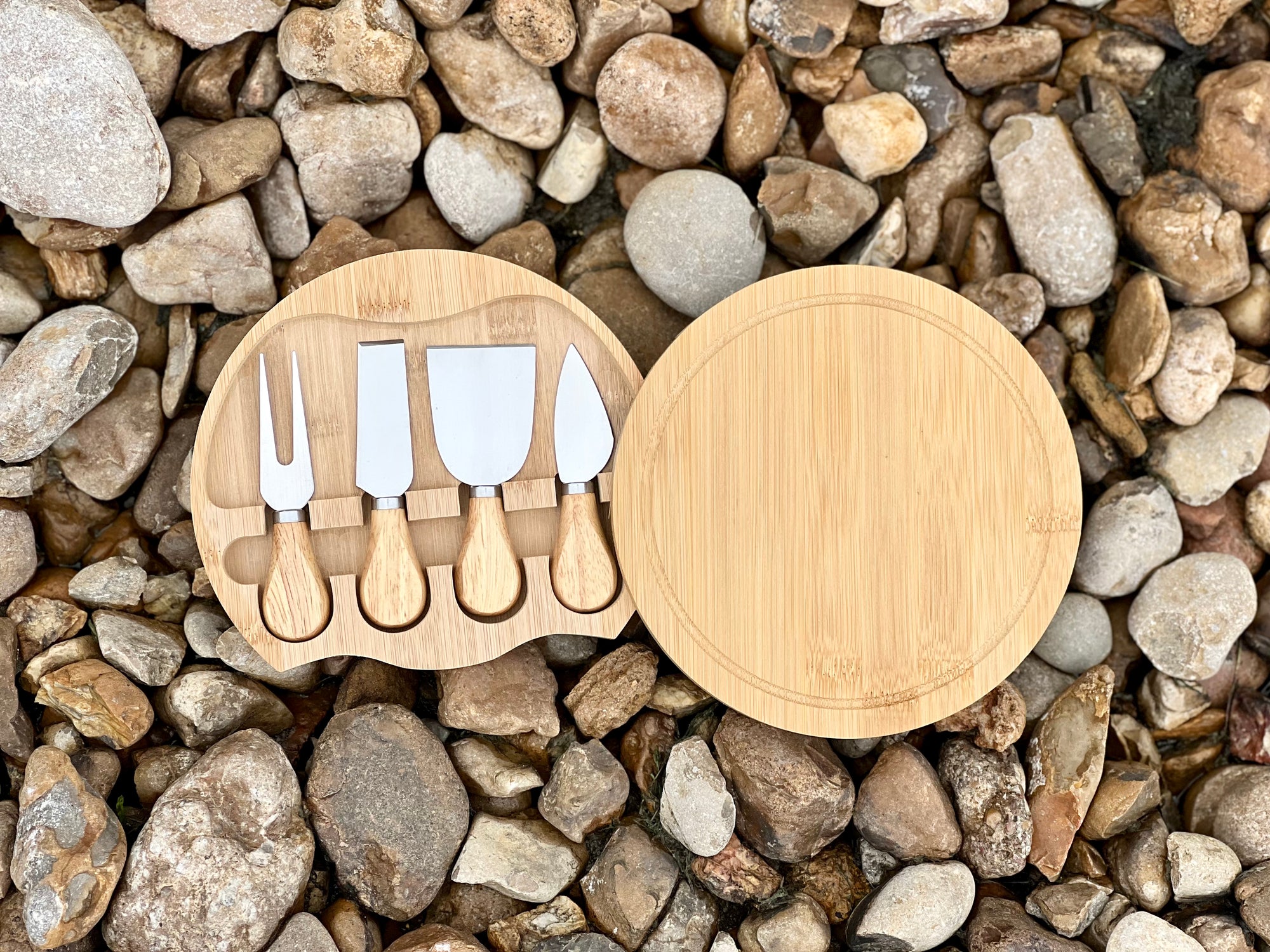Harper Mini Bamboo Cheese Board Knife Set - Laser-Engraved Personalization  Available