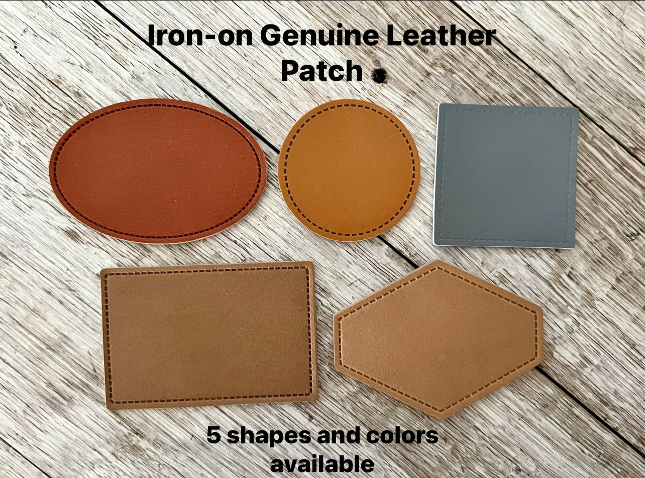 Iron-On Genuine Vegetable Tanned Leather Patch