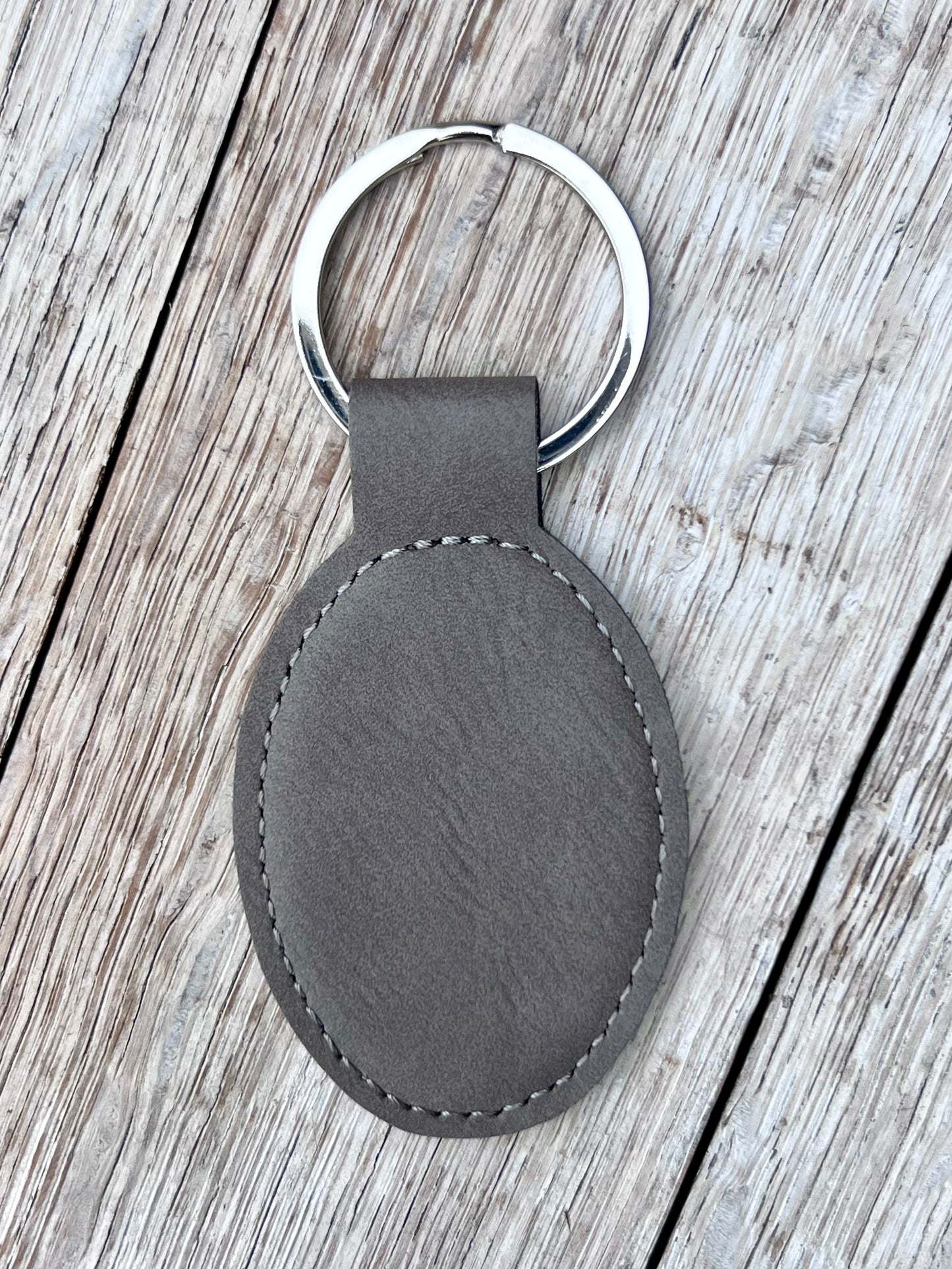 Laserable Leatherette Oval Keychain