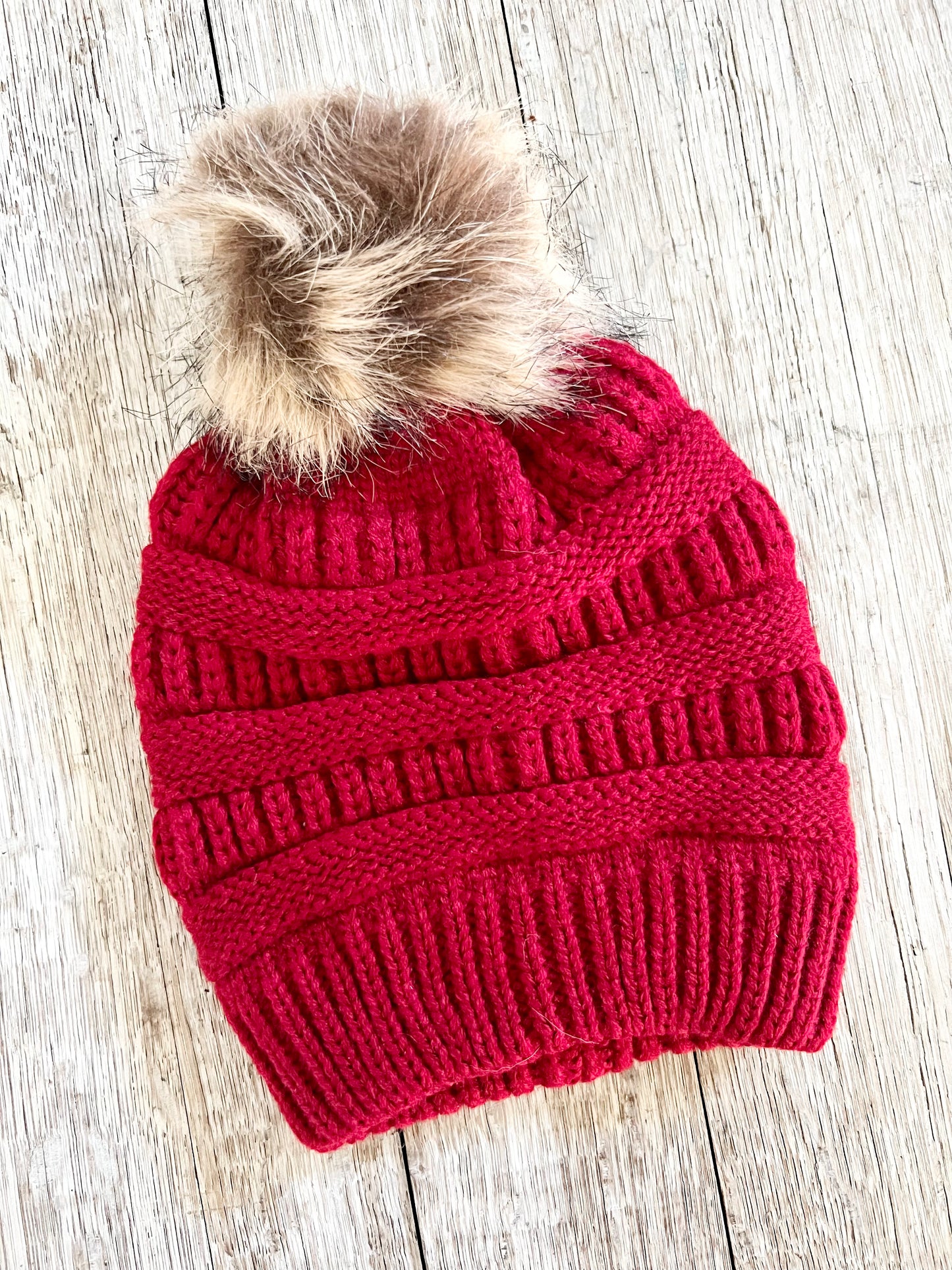 YOUTH GIRLS - Faux Fur Pom Beanie