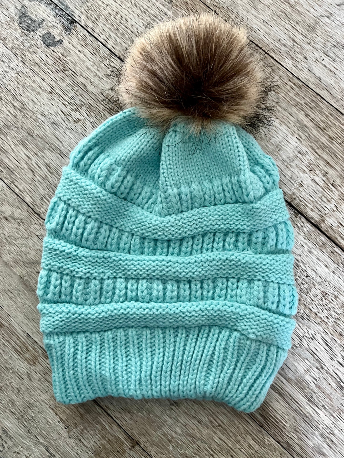 ADULT WOMEN’S -  Faux Fur Pom Beanie