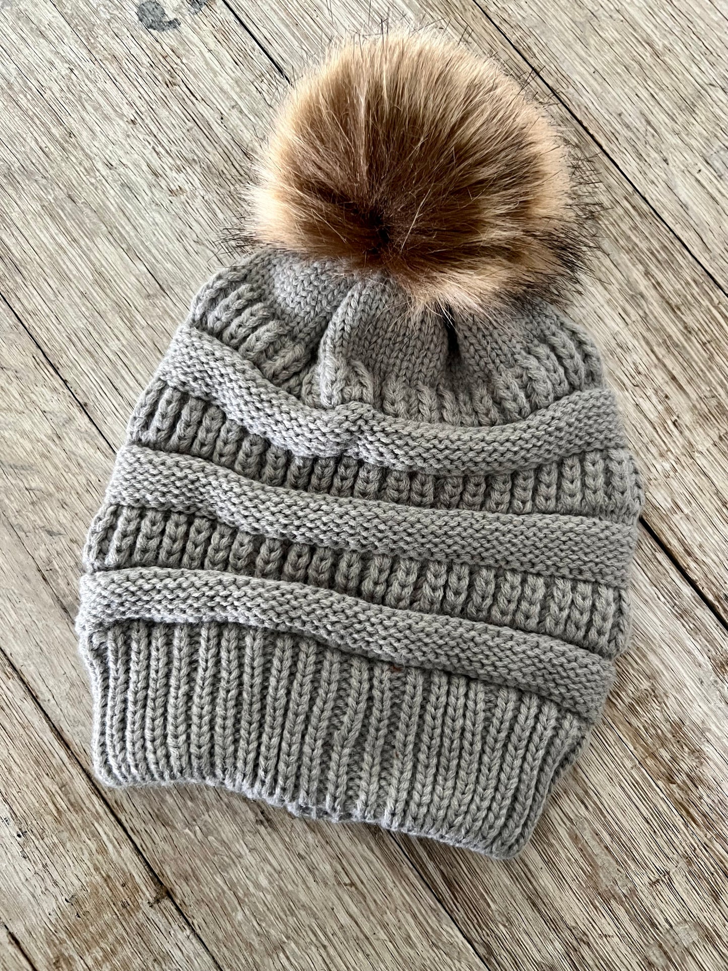 ADULT WOMEN’S -  Faux Fur Pom Beanie