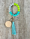 PEACOCK Silicone Beads Wristlet - Suede Tassel