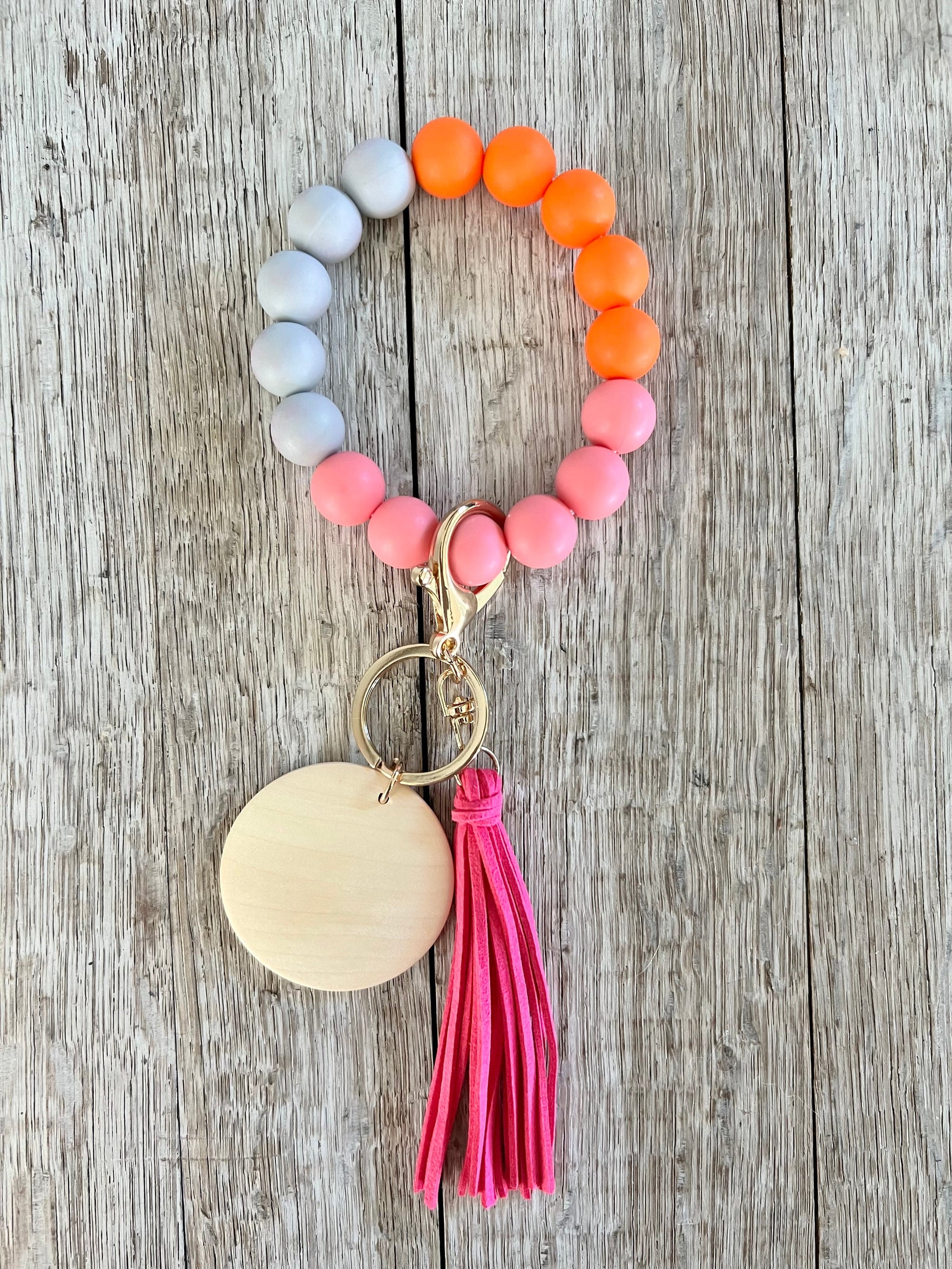 “SUNSET” Silicone Beads Wristlet - Suede Tassel