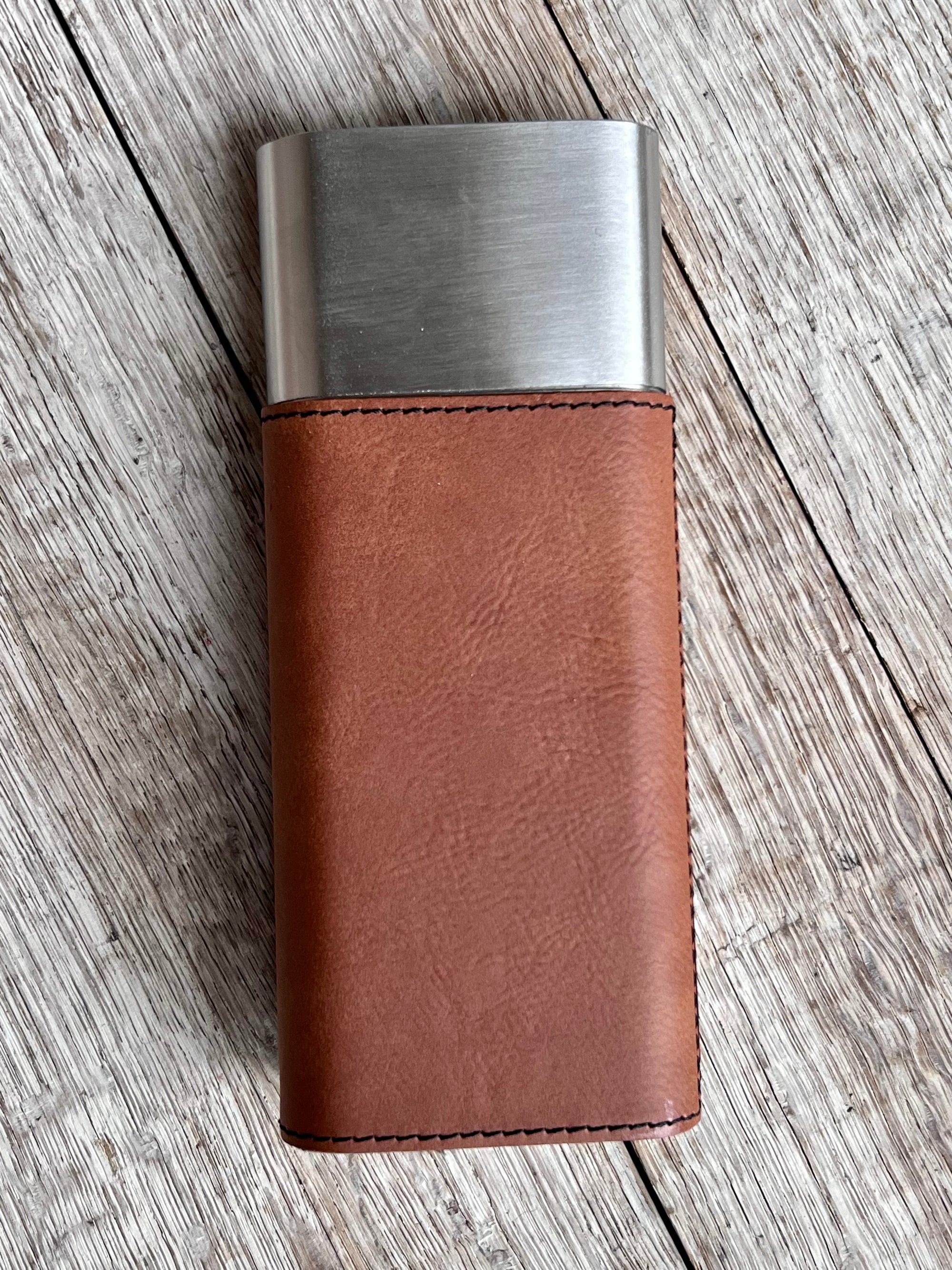 Leather Cigar Travel Case with Flask