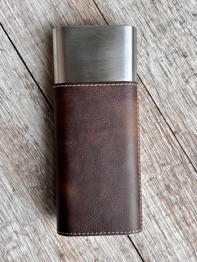 Laserable Leatherette Cigar Case w/Flask