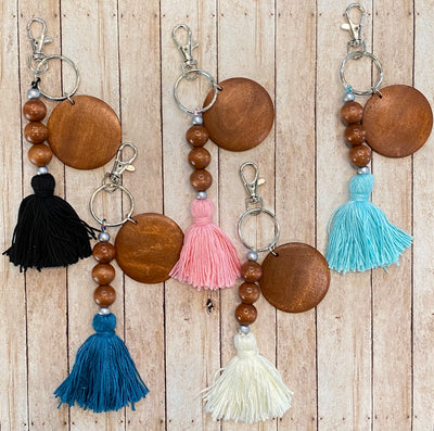 Wooden Beads Tassel Keychain